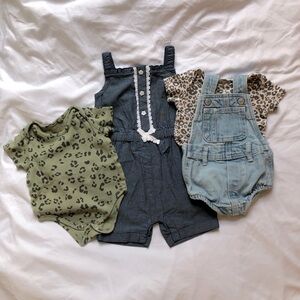 Jessica Simpson & Healthtex Denim Overalls, Jumpsuit, & Animal Print Onesies
